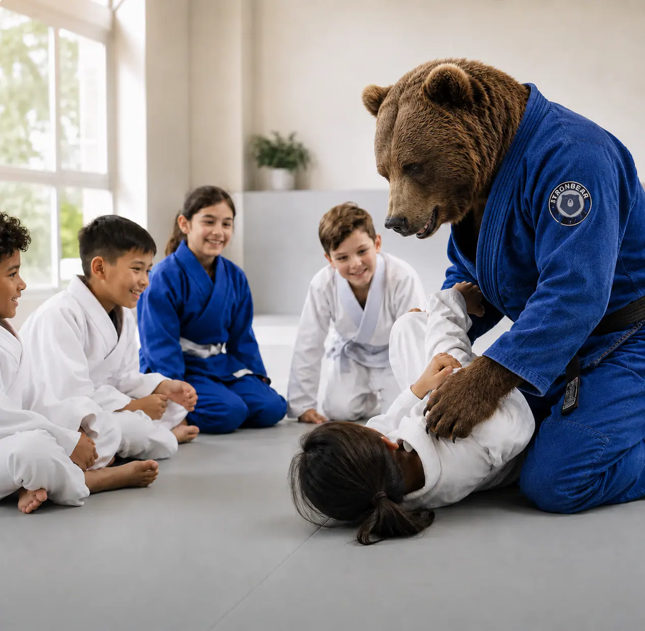 Programme Strongbear Kids Enfants apprenant le Jiu-Jitsu avec l’ourson Strongbear